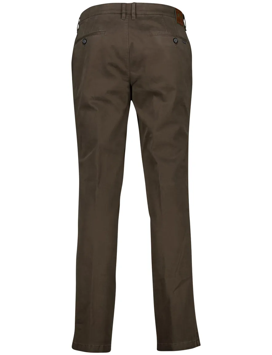 M.E.N.S. pantalon effen bruin katoen normale fit