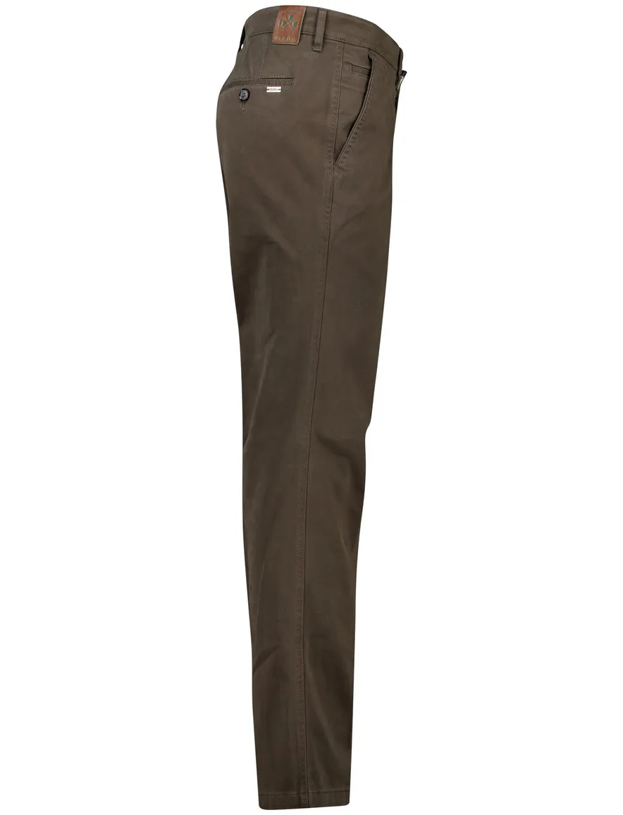 M.E.N.S. pantalon effen bruin katoen normale fit