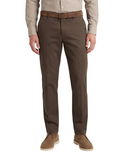 M.E.N.S. M.E.N.S. pantalon effen bruin katoen normale fit