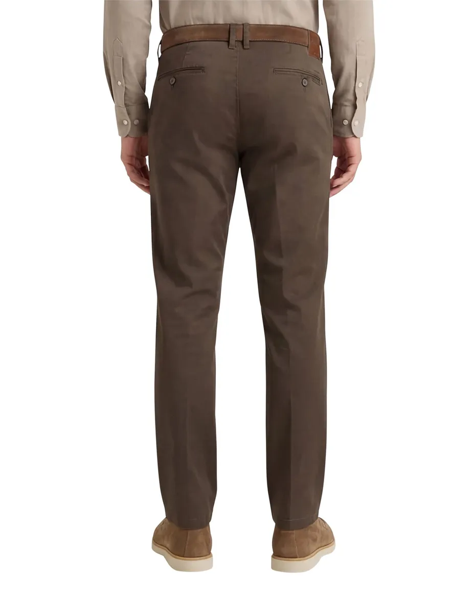 M.E.N.S. pantalon effen bruin katoen normale fit