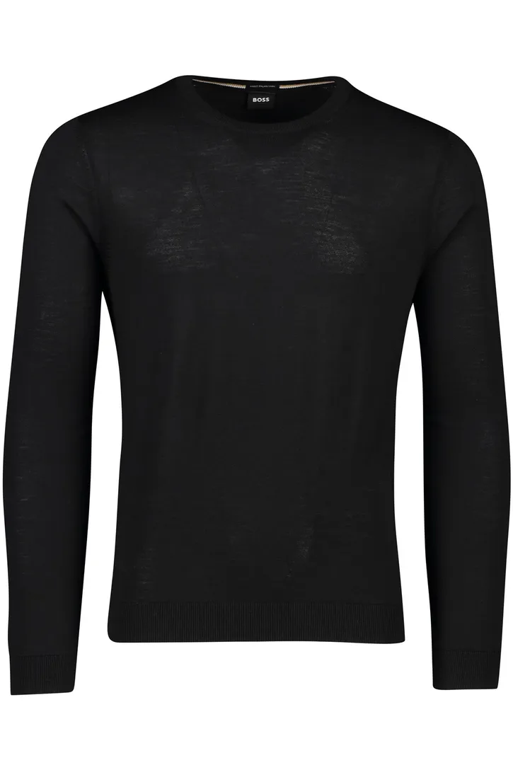 Boss Black trui wol zwart Leno normale fit