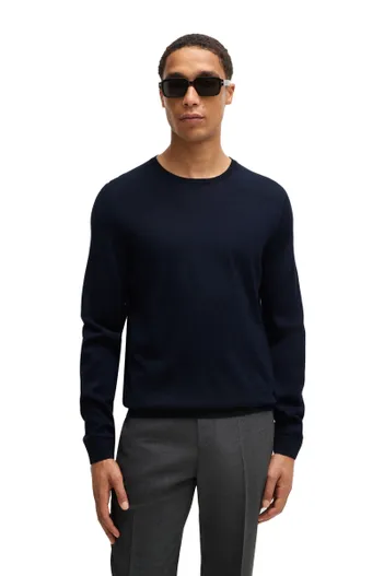 Hugo Boss Boss Black trui Leno-P donkerblauw ronde hals