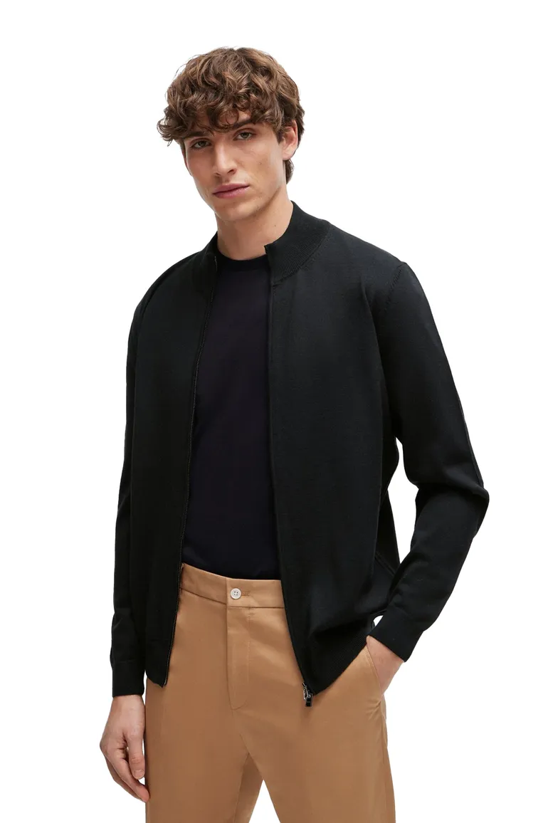 BOSS Black Balonso vest zwart normale fit virginwol