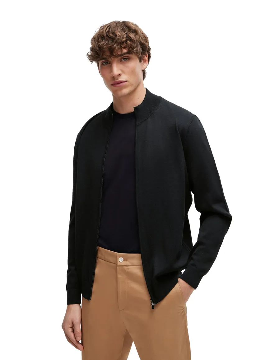 BOSS Black Balonso vest zwart normale fit virginwol
