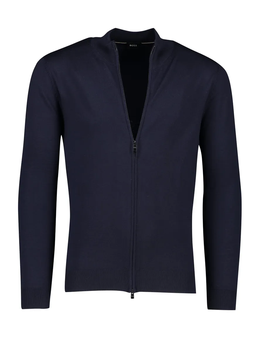 Boss Black Balonso vest effen donkerblauw wol