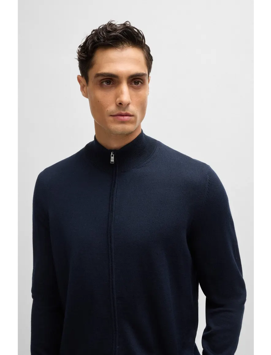 Boss Black Balonso vest effen donkerblauw wol