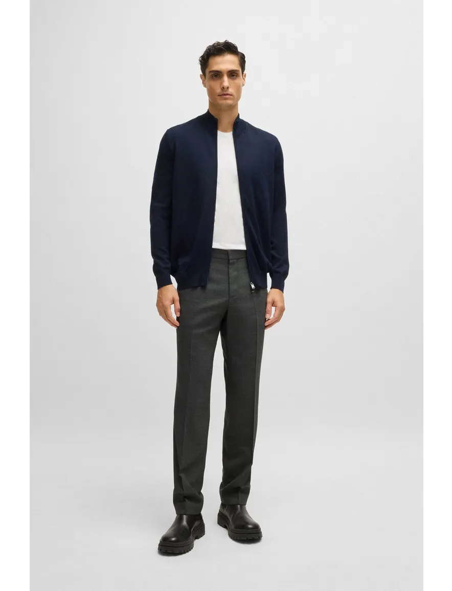 Boss Black Balonso vest effen donkerblauw wol