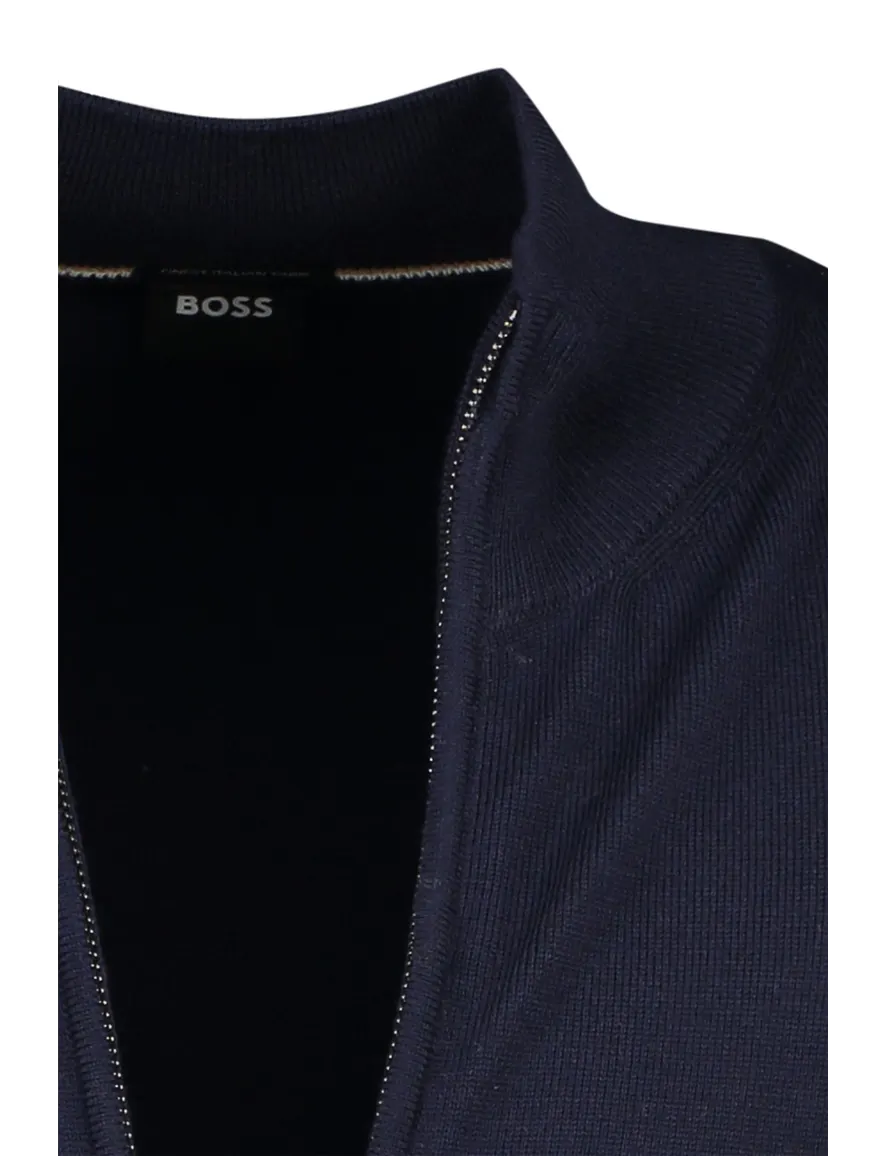 Boss Black Balonso vest effen donkerblauw wol