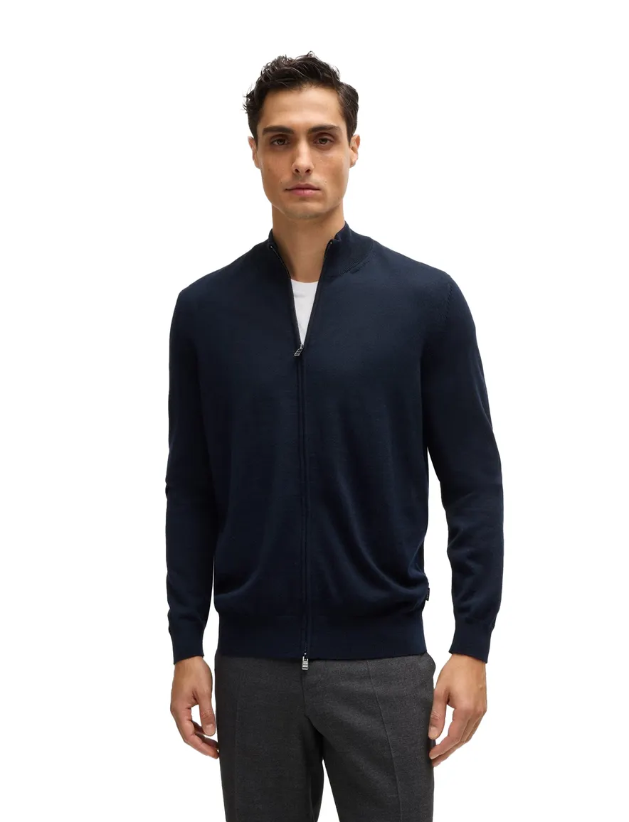 Boss Black Balonso vest effen donkerblauw wol