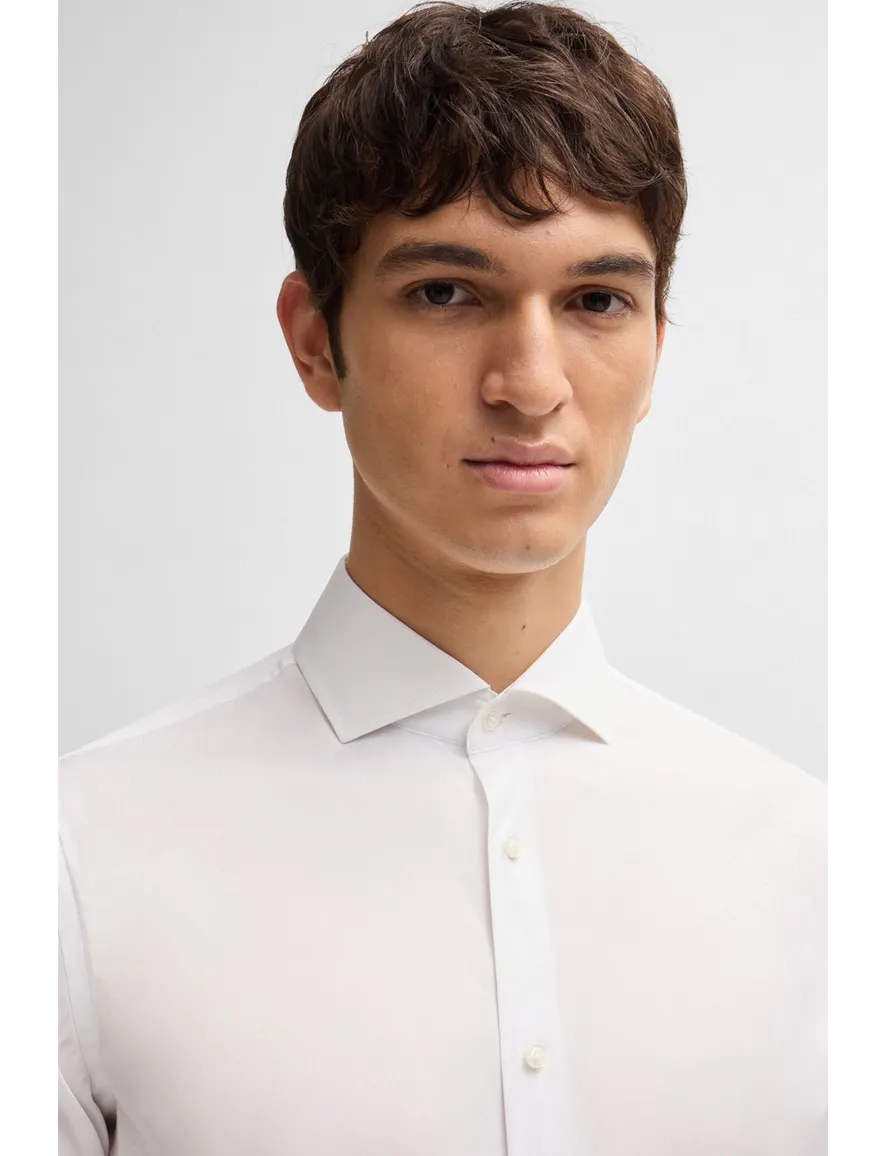 business overhemd Hugo Boss wit effen katoen, stretch slim fit
