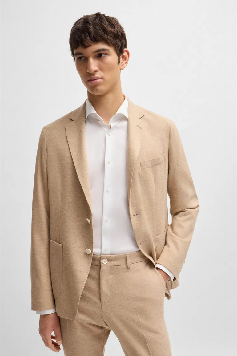 business overhemd Hugo Boss wit effen katoen, stretch slim fit