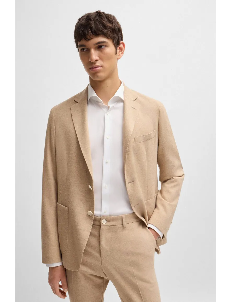 business overhemd Hugo Boss wit effen katoen, stretch slim fit