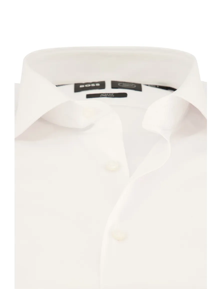 business overhemd Hugo Boss wit effen katoen, stretch slim fit