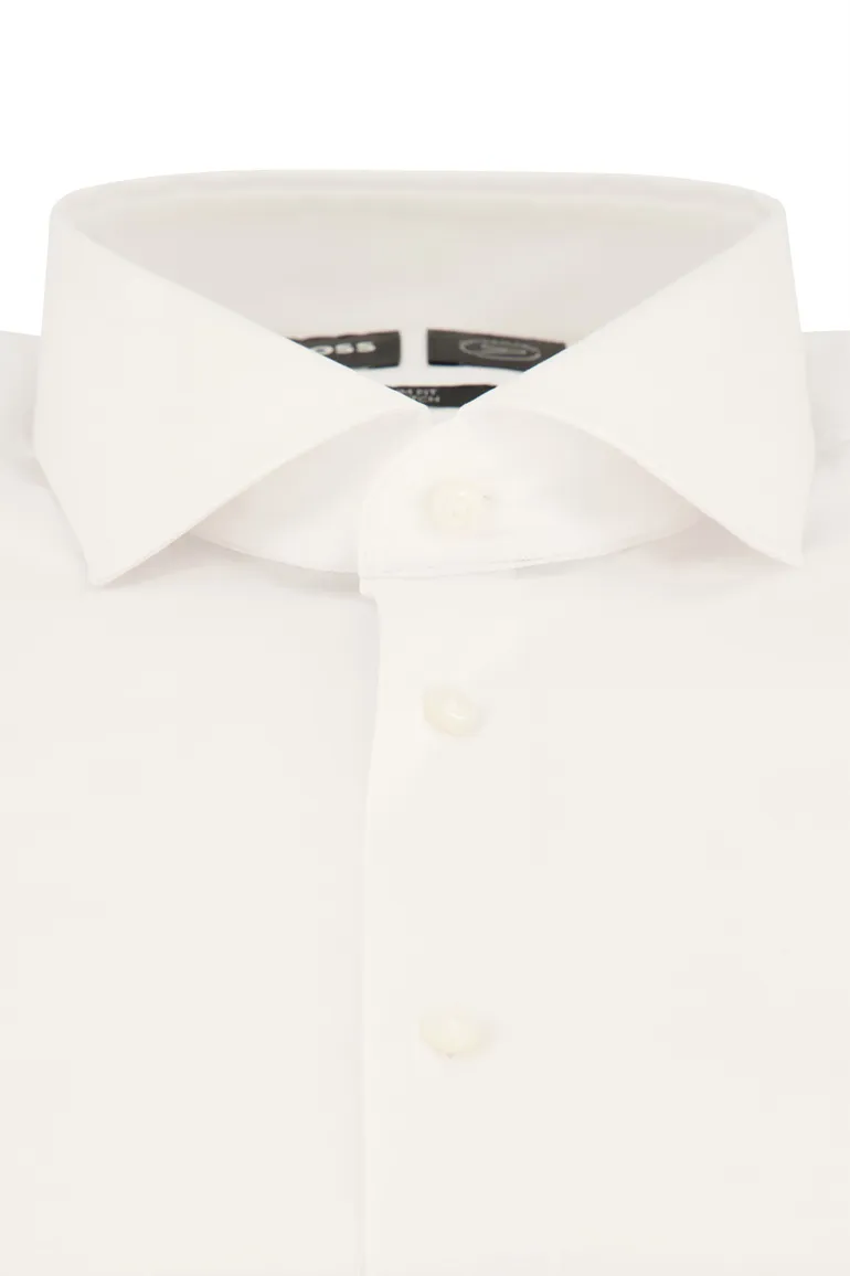 business overhemd Hugo Boss wit effen katoen, stretch slim fit