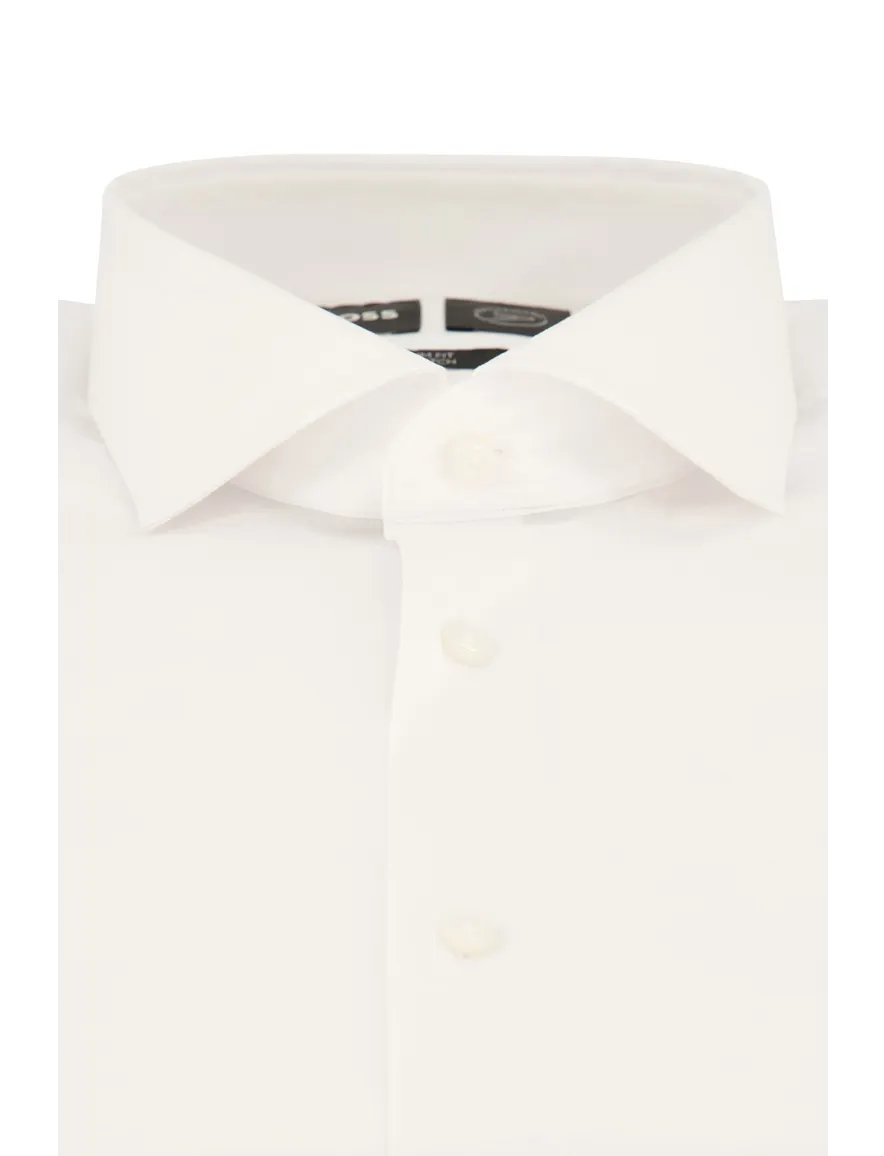 business overhemd Hugo Boss wit effen katoen, stretch slim fit