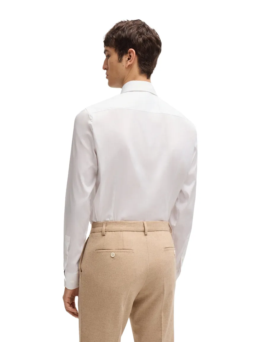 business overhemd Hugo Boss wit effen katoen, stretch slim fit