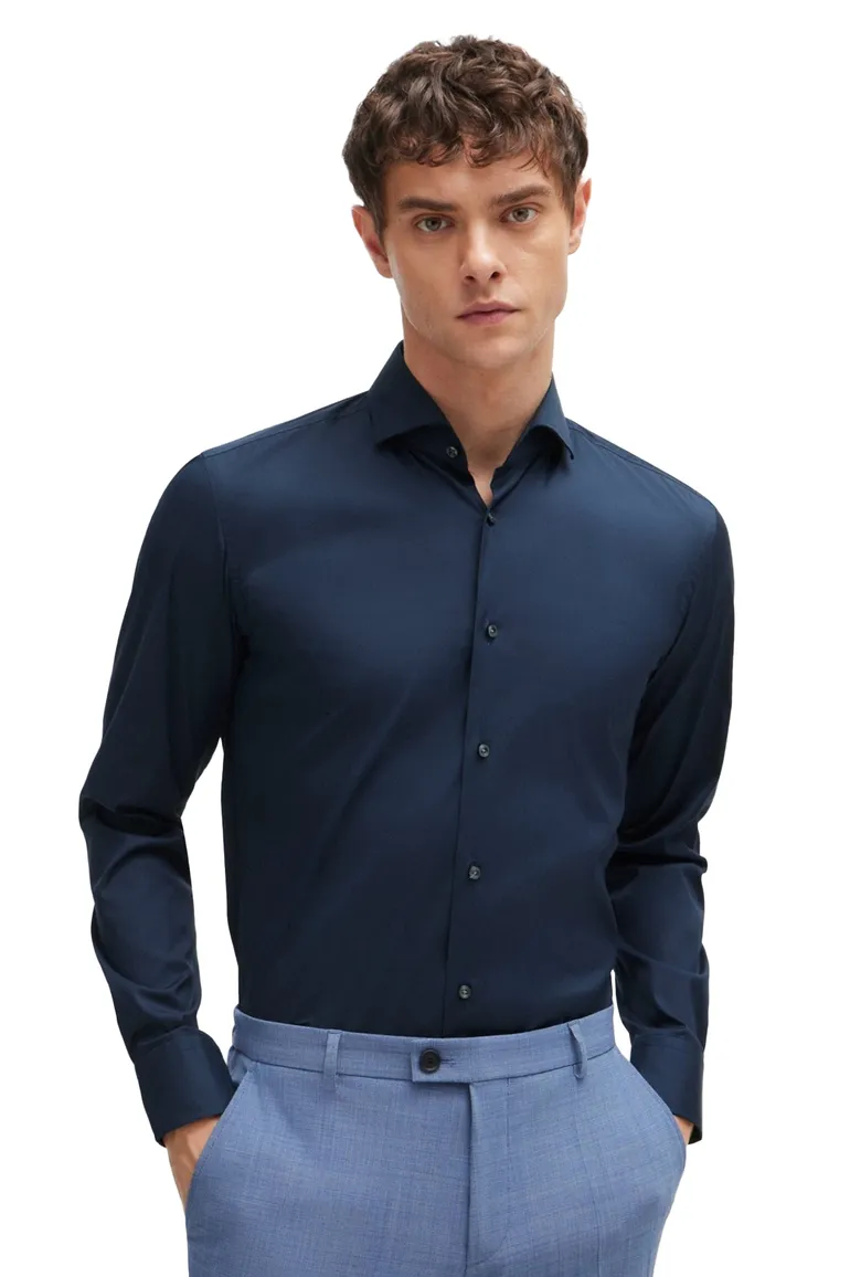Boss P-Hank overhemd slim fit donkerblauw