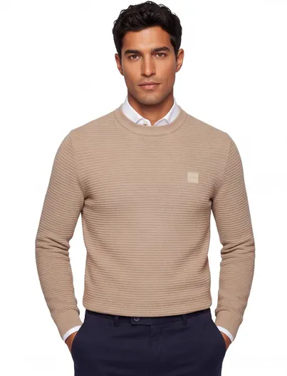 Hugo Boss Boss Orange Anion gebreide trui bruin katoen kasjmier