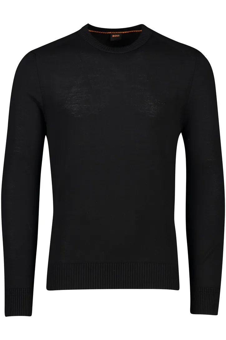 Boss Orange trui met ronde hals zwart wol-stretch