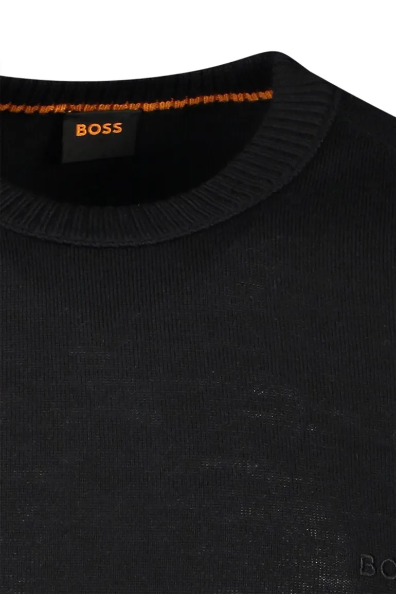 Boss Orange Avec_C trui ronde hals zwart wol normale fit