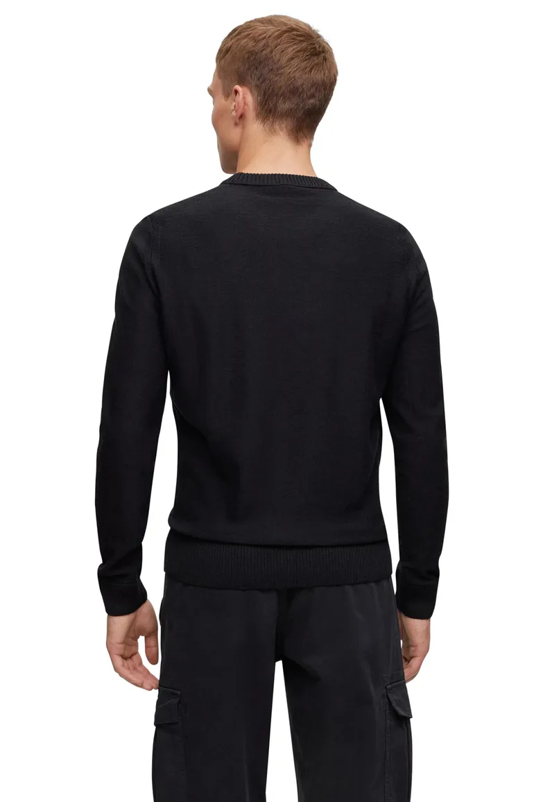 Boss Orange Avec_C trui ronde hals zwart wol normale fit