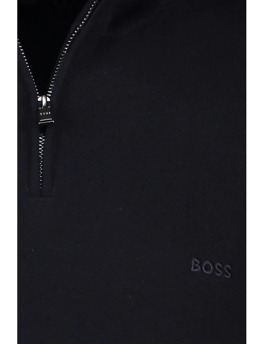 Boss Black Padro sweater effen donkerblauw normale fit