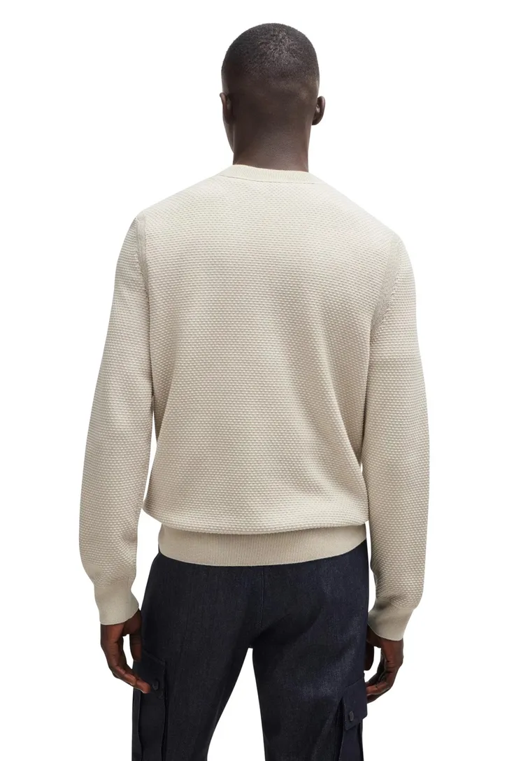 Boss Orange trui gebreid beige katoen normale fit