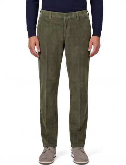 M.E.N.S. M.E.N.S. madison pantalon effen groen ribstof
