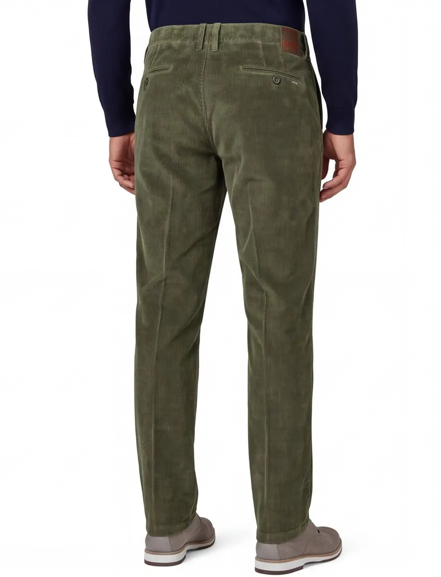 M.E.N.S. madison pantalon effen groen ribstof