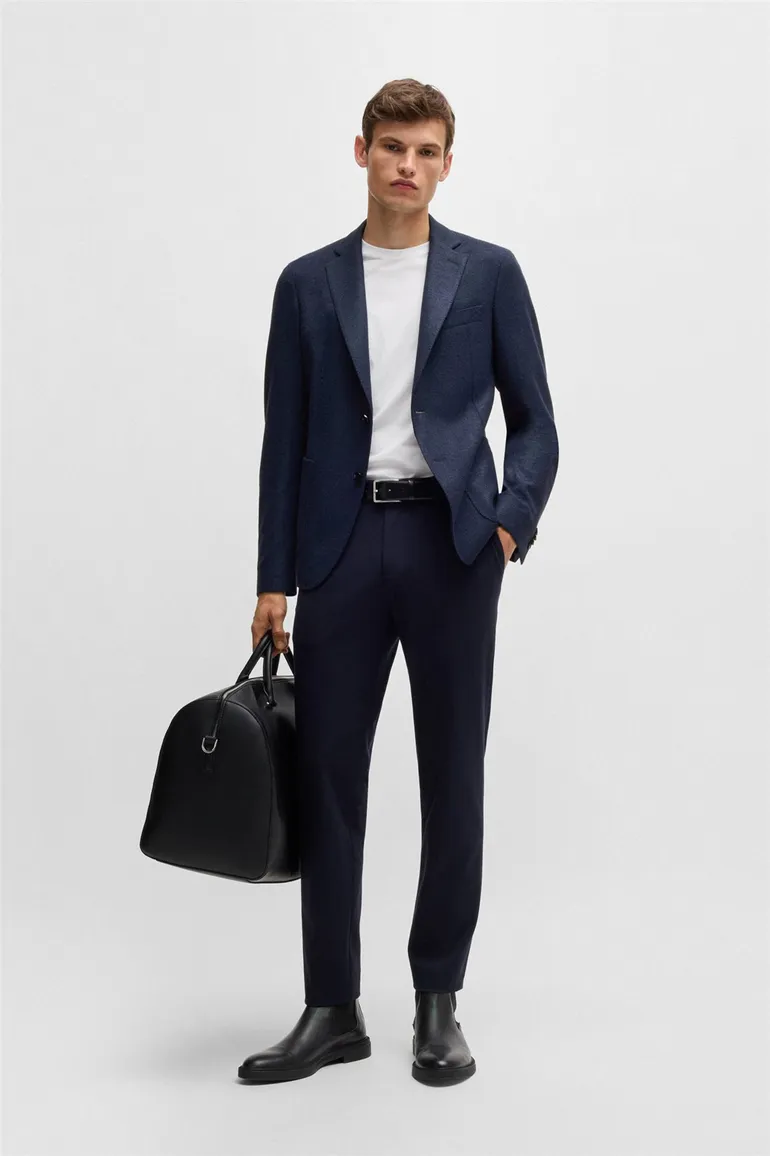 tussenjas Hugo Boss donkerblauw slim fit polyester, wol effen