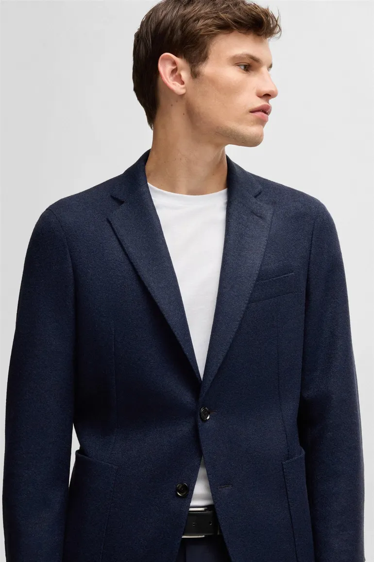 tussenjas Hugo Boss donkerblauw slim fit polyester, wol effen