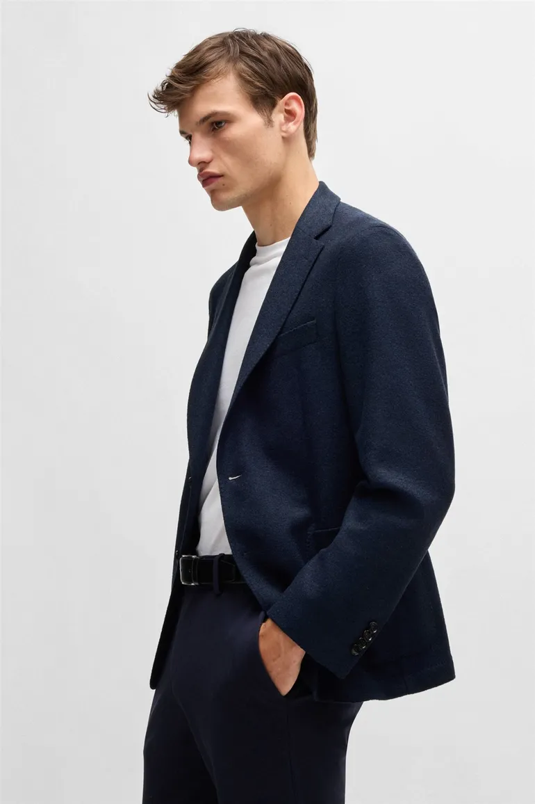 tussenjas Hugo Boss donkerblauw slim fit polyester, wol effen