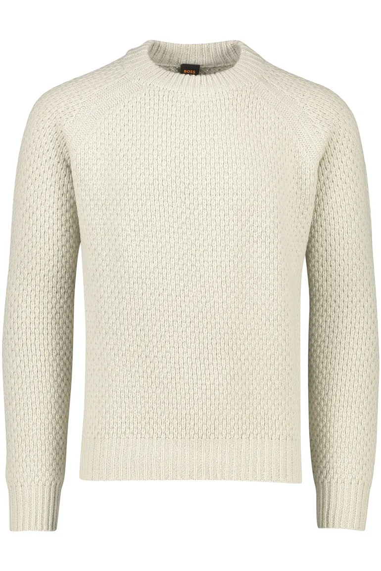 Boss Orange trui Armstrong wol beige grof gebreid