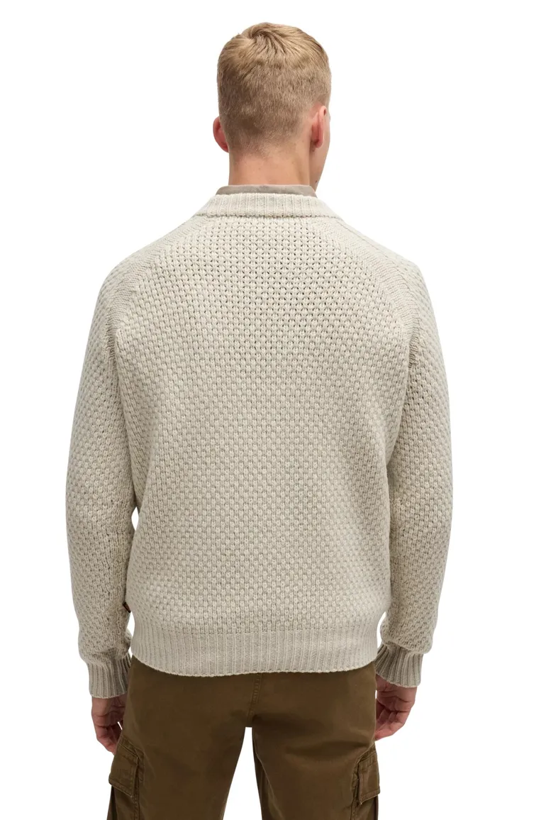 Boss Orange trui Armstrong wol beige grof gebreid