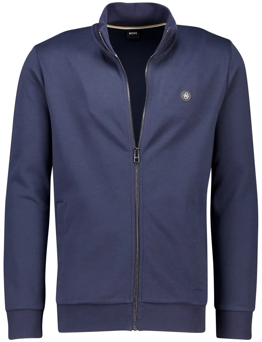 Boss Black vest Siza effen blauw katoen