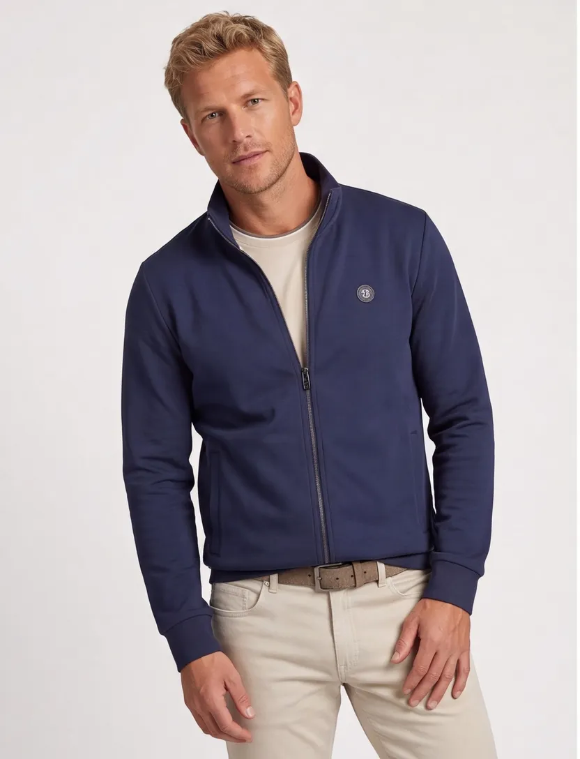 vest Boss Black Siza effen donkerblauw normale fit katoen