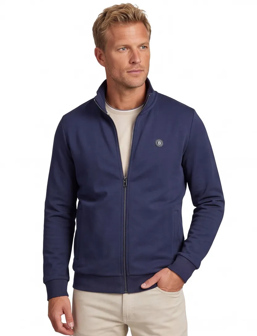 vest Boss Black Siza effen donkerblauw normale fit katoen