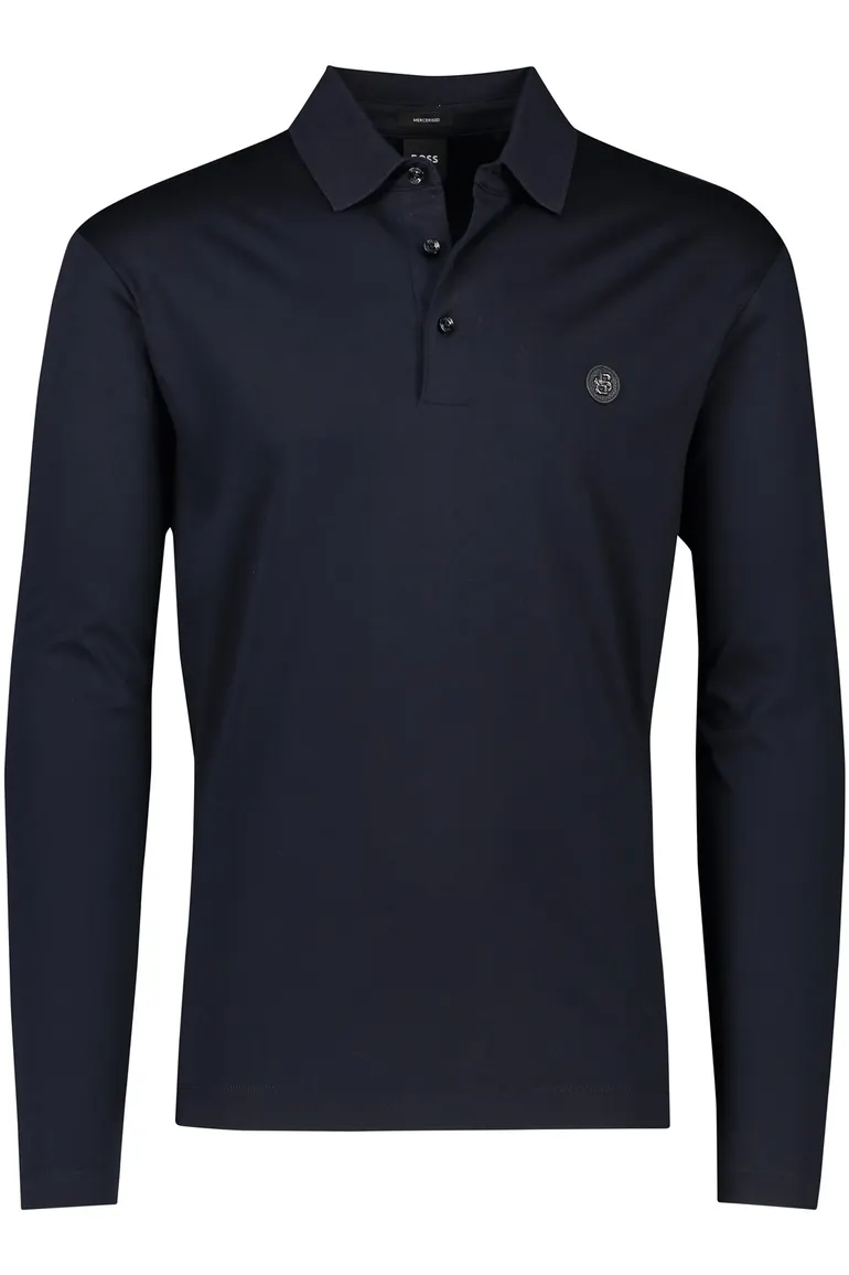 Boss Black polo donkerblauw effen