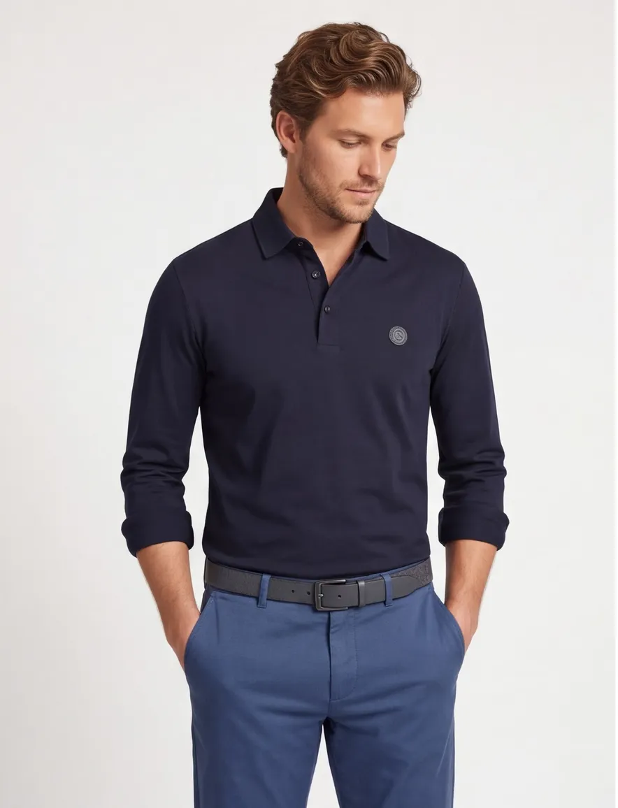 Boss Black polo donkerblauw effen