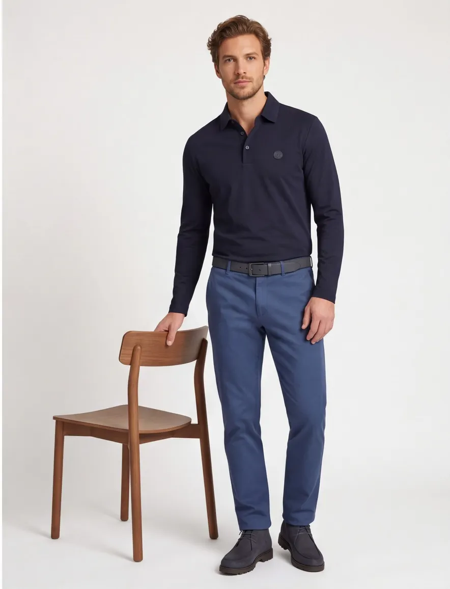 Boss Black polo donkerblauw effen