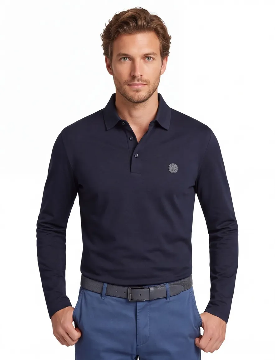 Boss Black polo donkerblauw effen