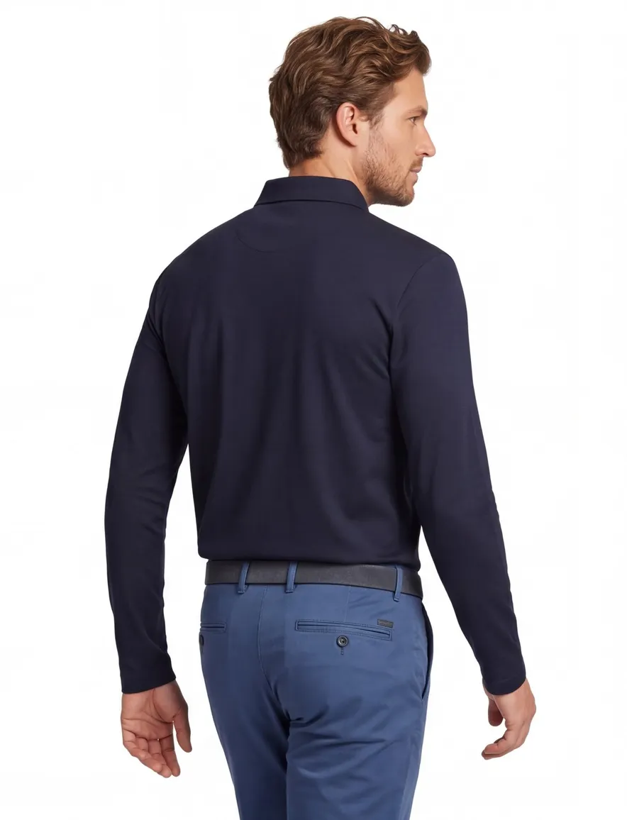 Boss Black polo donkerblauw effen