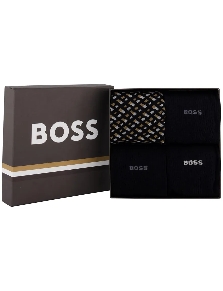 BOSS Sokken 4-pack zwart katoen