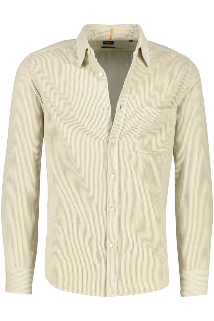 Boss overshirt beige effen katoen normale fit