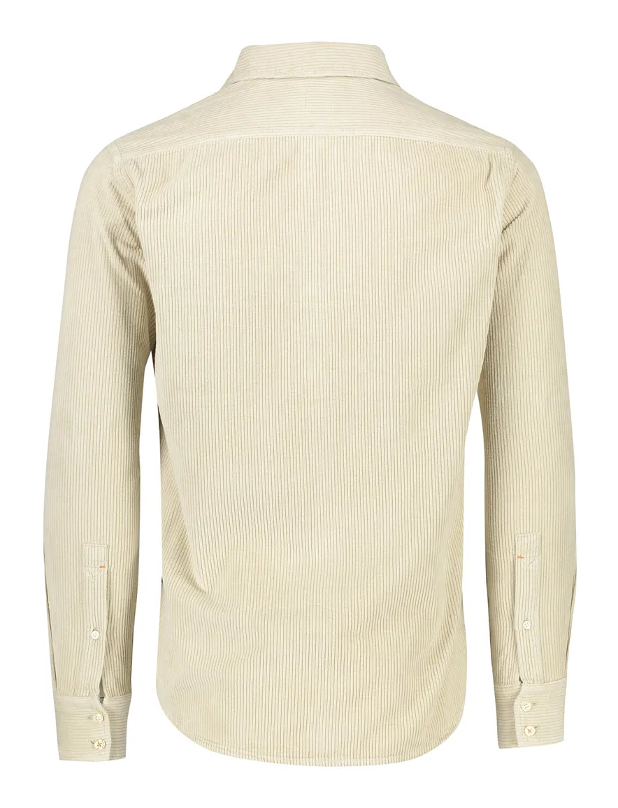 Boss Relegant overshirt effen beige normale fit corduroy