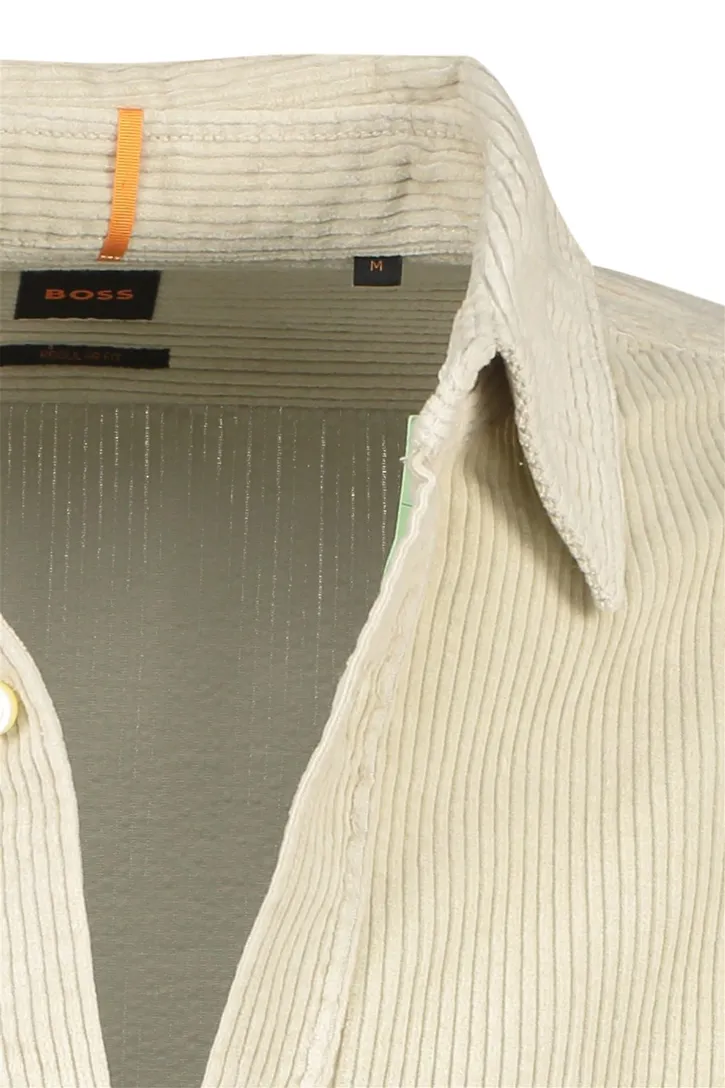Boss overshirt beige effen katoen normale fit