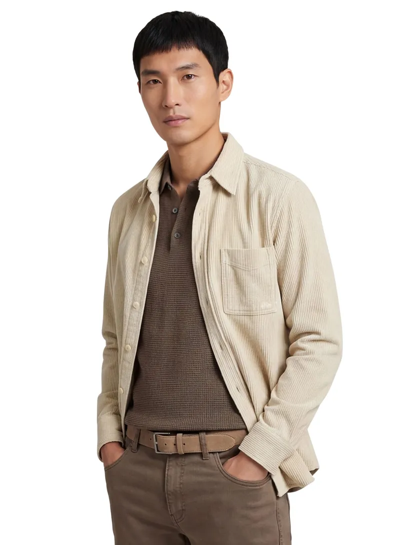 Boss overshirt beige effen katoen normale fit