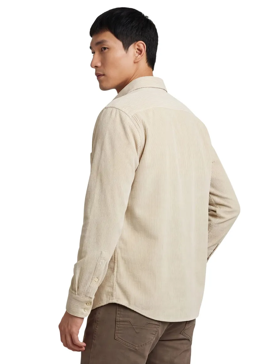 Boss Relegant overshirt effen beige normale fit corduroy