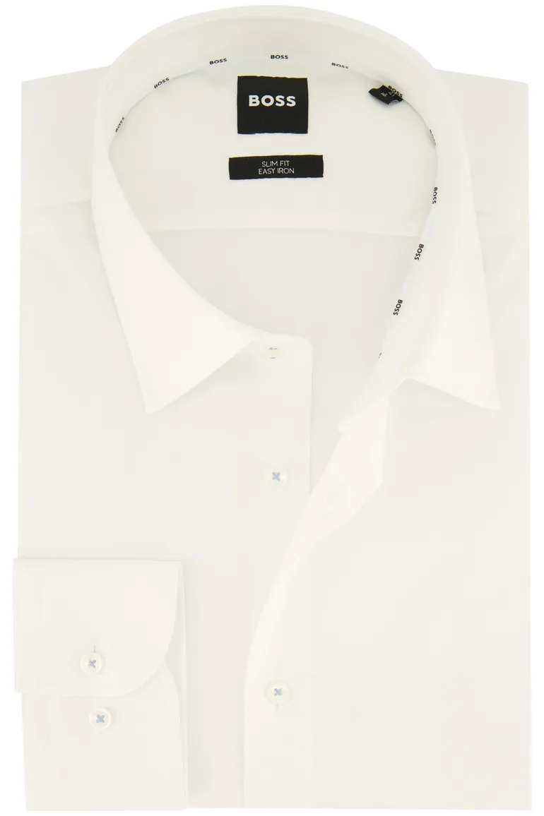 business overhemd Hugo Boss wit effen katoen, stretch slim fit