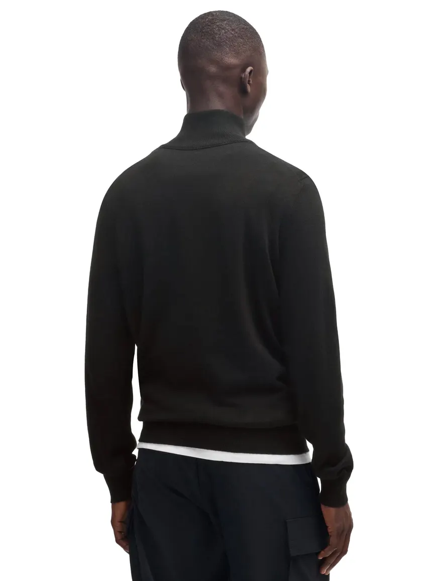 Boss Orange Kanobix zwarte half zip trui katoen kasjmier gebreid